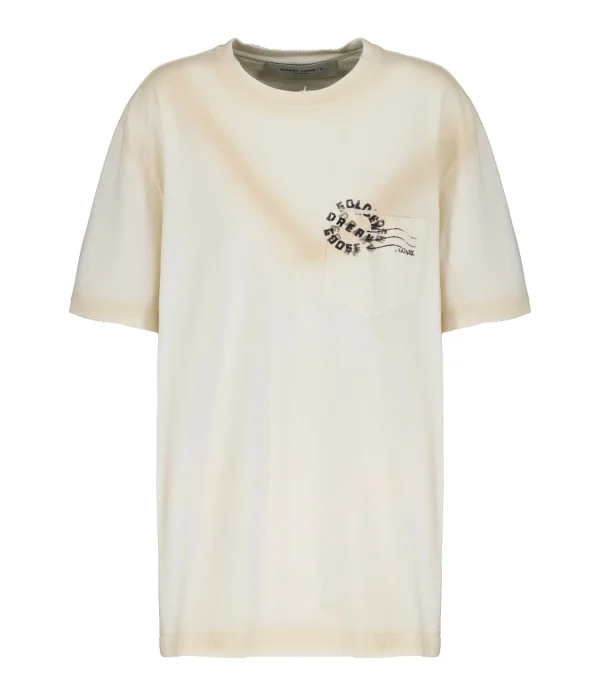 GOLDEN GOOSE Tee-shirt Journey Homme Coton Écru 1