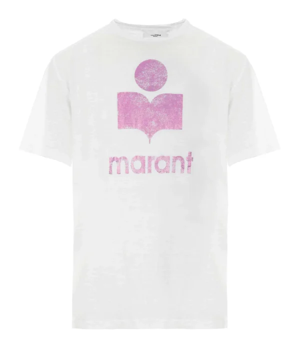 ISABEL MARANT ÉTOILE Tee-shirt Zewel Lin Rose Blanc 1