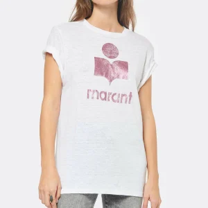 ISABEL MARANT ÉTOILE Tee-shirt Zewel Lin Rose Blanc 8