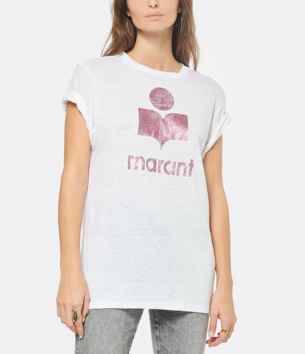 ISABEL MARANT ÉTOILE Tee-shirt Zewel Lin Rose Blanc 3