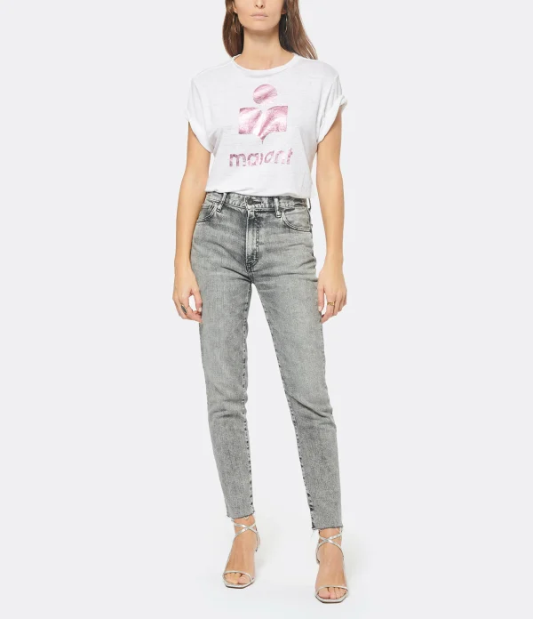 ISABEL MARANT ÉTOILE Tee-shirt Zewel Lin Rose Blanc 4