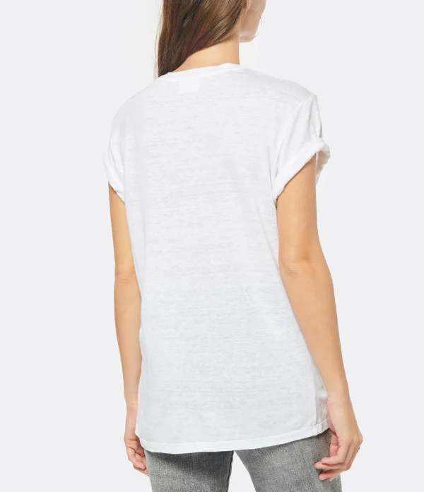 ISABEL MARANT ÉTOILE Tee-shirt Zewel Lin Rose Blanc 5