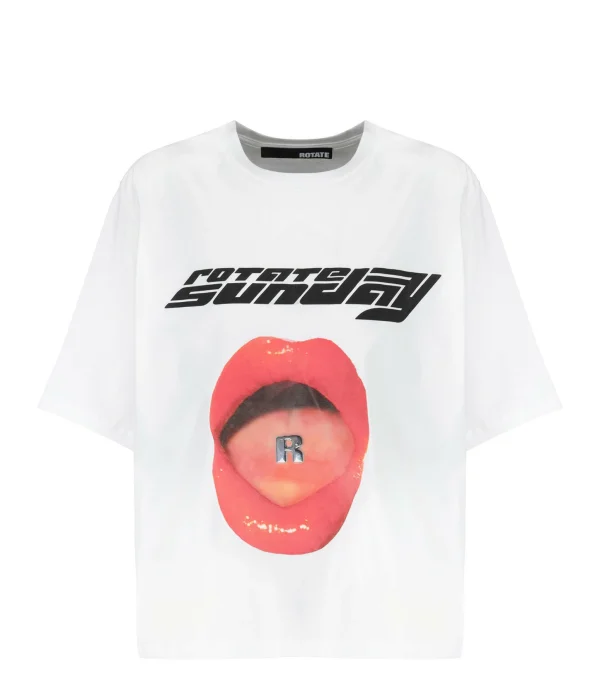 ROTATE Tee-shirt Lips Coton Blanc, Capsule Sunday 1