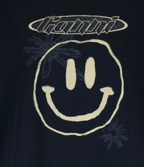 GANNI Tee-shirt Smiley Coton Organique Sky Captain 3