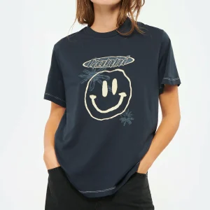 GANNI Tee-shirt Smiley Coton Organique Sky Captain 11