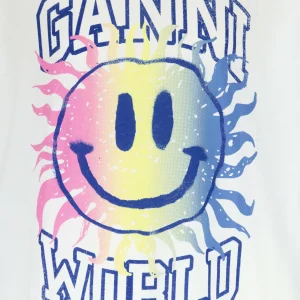 GANNI Tee-shirt Smiley Coton Organique Bright White 9