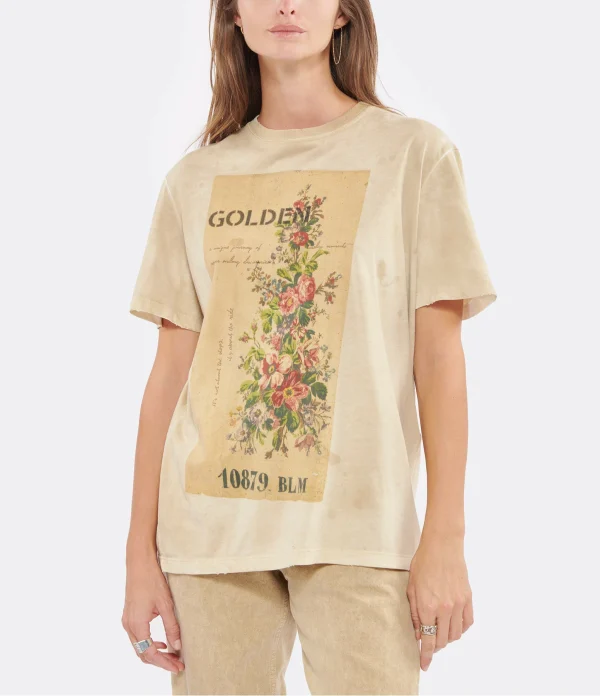 GOLDEN GOOSE Tee-shirt Journey Coton Beige 4