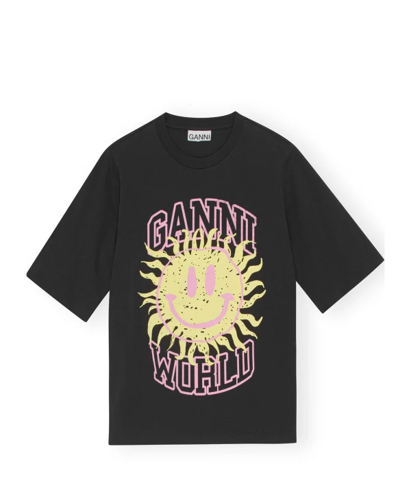 GANNI Tee-shirt Smiley Coton Organique Phantom 1