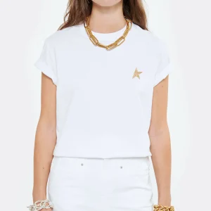 GOLDEN GOOSE Tee-shirt Étoile Coton Blanc Doré 12