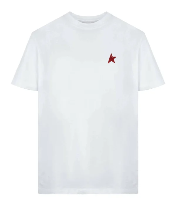 GOLDEN GOOSE Tee-shirt Homme Étoile Coton Blanc Rouge 1