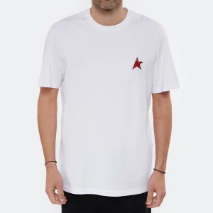 GOLDEN GOOSE Tee-shirt Homme Étoile Coton Blanc Rouge 8