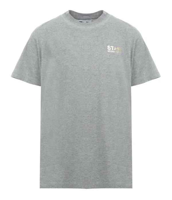 GOLDEN GOOSE Tee-shirt Big Star Homme Coton Gris Doré 1