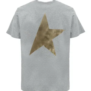 GOLDEN GOOSE Tee-shirt Big Star Homme Coton Gris Doré 6