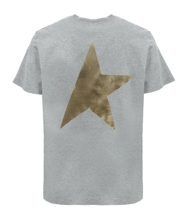 GOLDEN GOOSE Tee-shirt Big Star Homme Coton Gris Doré 3