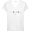 Tee-shirt Lulli St-Tropez Col V Coton Bio Blanc, Collaboration Jeanne Vouland X Lulli 16