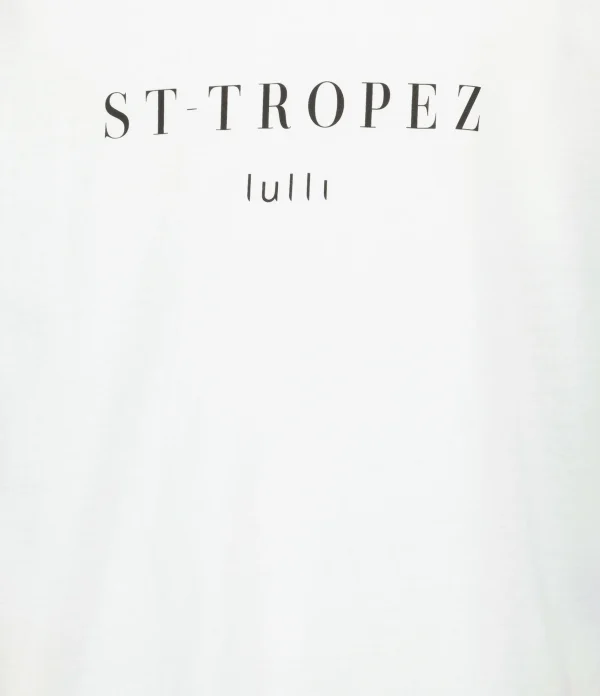 Tee-shirt Lulli St-Tropez Col V Coton Bio Blanc, Collaboration Jeanne Vouland X Lulli 3