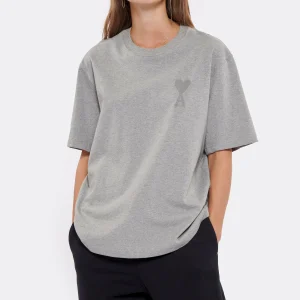 AMI PARIS Tee-shirt Unisexe Ami De Cœur Coton Biologique Gris Chiné 11