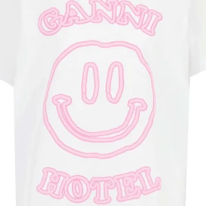 GANNI Tee-shirt Smiley Coton Blanc 9