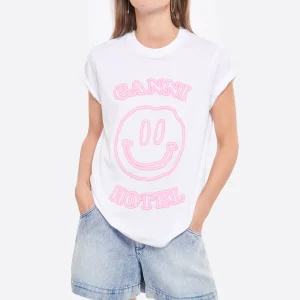 GANNI Tee-shirt Smiley Coton Blanc 13