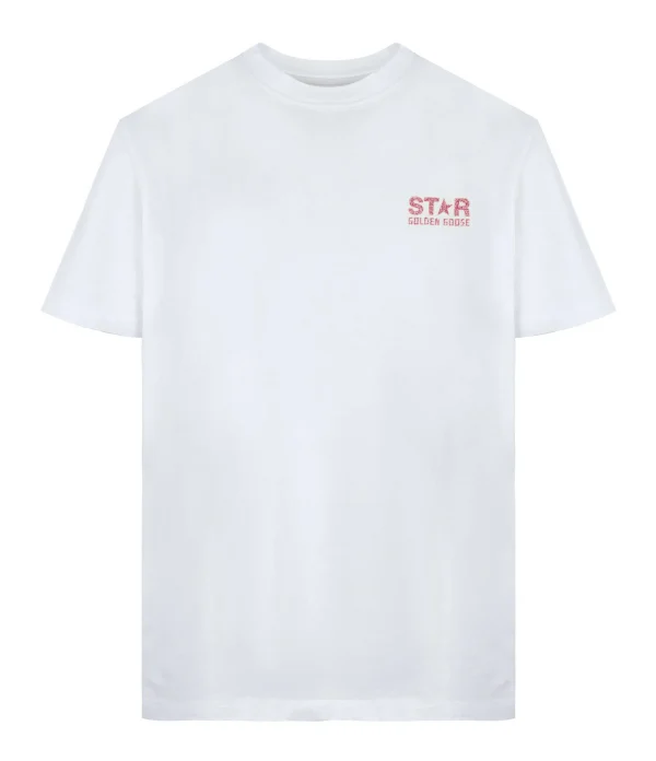 GOLDEN GOOSE Tee-shirt Big Star Coton Blanc Rose 1