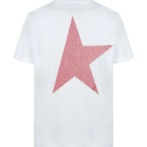 GOLDEN GOOSE Tee-shirt Big Star Coton Blanc Rose 11