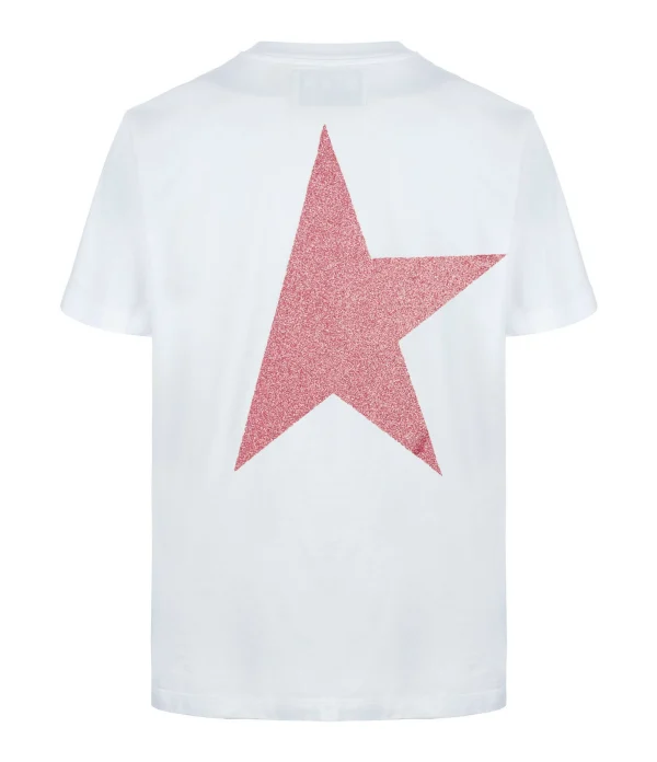 GOLDEN GOOSE Tee-shirt Big Star Coton Blanc Rose 3