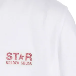 GOLDEN GOOSE Tee-shirt Big Star Coton Blanc Rose 13