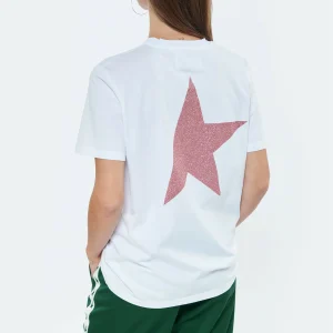 GOLDEN GOOSE Tee-shirt Big Star Coton Blanc Rose 15