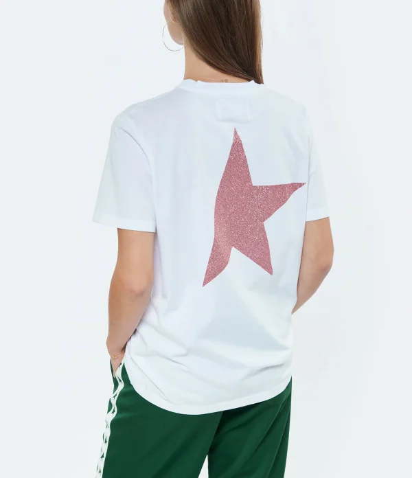 GOLDEN GOOSE Tee-shirt Big Star Coton Blanc Rose 5