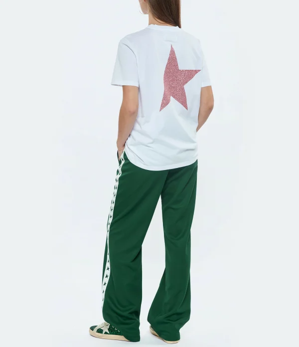 GOLDEN GOOSE Tee-shirt Big Star Coton Blanc Rose 6