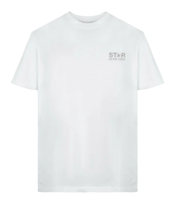 GOLDEN GOOSE Tee-shirt Homme Big Star Coton Blanc Argenté 1