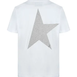 GOLDEN GOOSE Tee-shirt Homme Big Star Coton Blanc Argenté 10