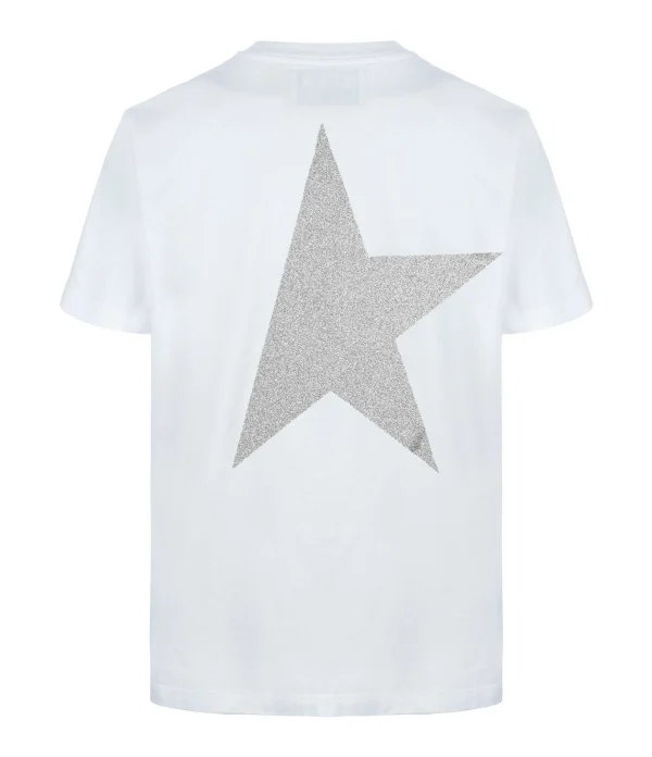 GOLDEN GOOSE Tee-shirt Homme Big Star Coton Blanc Argenté 3