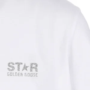 GOLDEN GOOSE Tee-shirt Homme Big Star Coton Blanc Argenté 12