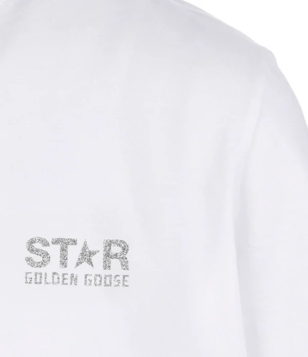 GOLDEN GOOSE Tee-shirt Homme Big Star Coton Blanc Argenté 4