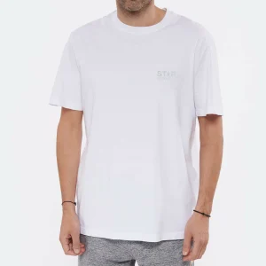 GOLDEN GOOSE Tee-shirt Homme Big Star Coton Blanc Argenté 14