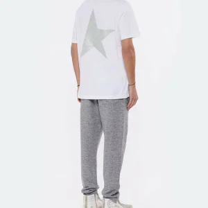 GOLDEN GOOSE Tee-shirt Homme Big Star Coton Blanc Argenté 16