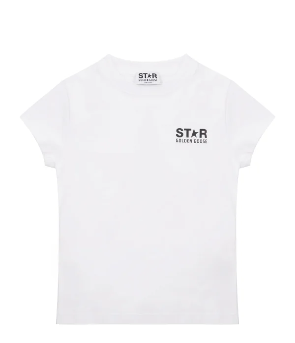 GOLDEN GOOSE Tee-shirt Star Garçon Coton Blanc Optique Noir 1