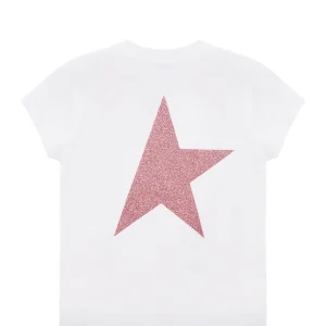 GOLDEN GOOSE Tee-shirt Star Fille Coton Blanc Rose 6