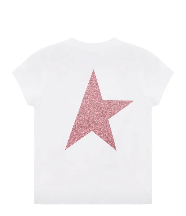 GOLDEN GOOSE Tee-shirt Star Fille Coton Blanc Rose 3