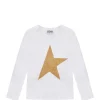 GOLDEN GOOSE Tee-shirt Enfant Star Manches Longues Coton Blanc Doré 8