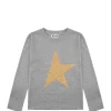 GOLDEN GOOSE Tee-shirt Enfant Star Manches Longues Coton Gris Doré 10