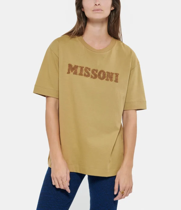 MISSONI Tee-shirt Logo Coton Beige 4