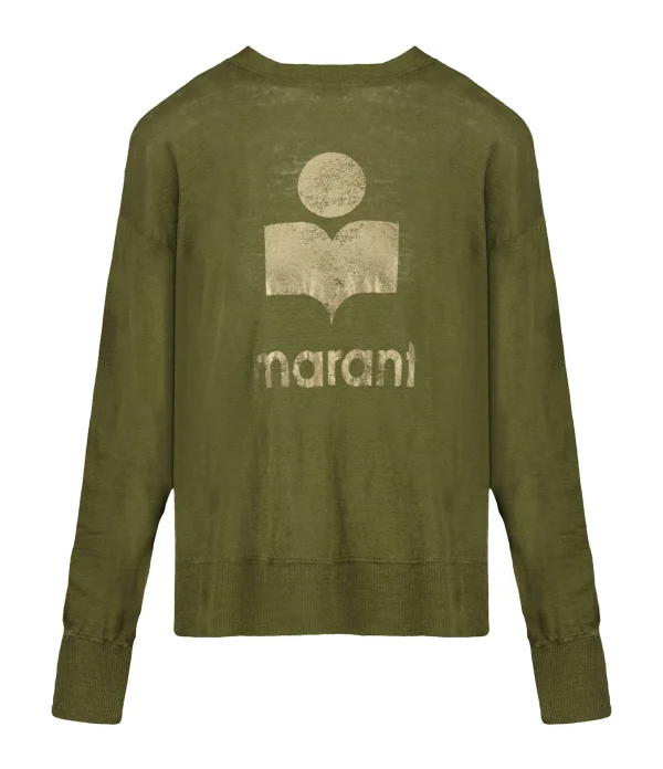 ISABEL MARANT ÉTOILE Tee-shirt Klowia Lin Kaki Doré 1