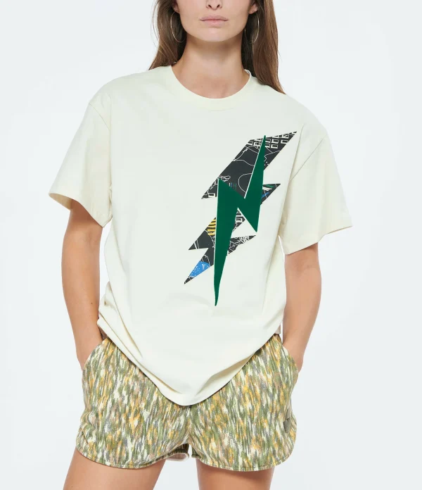 ISABEL MARANT ÉTOILE Tee-shirt Zileyna Coton Écru Vert 4