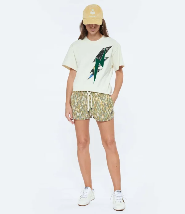 ISABEL MARANT ÉTOILE Tee-shirt Zileyna Coton Écru Vert 5