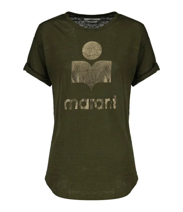 ISABEL MARANT ÉTOILE Tee-shirt Koldi Lin Kaki Doré 1