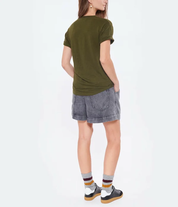 ISABEL MARANT ÉTOILE Tee-shirt Koldi Lin Kaki Doré 6