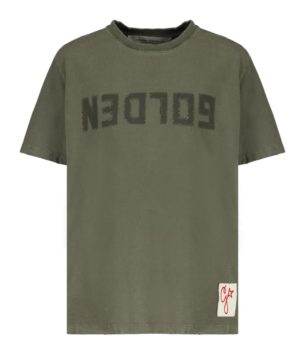 GOLDEN GOOSE Tee-shirt Golden Coton Vert Olive 1