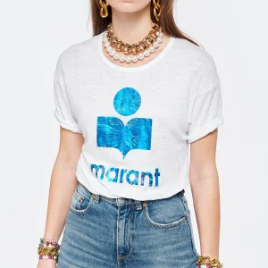 ISABEL MARANT ÉTOILE Tee-shirt Koldi Lin Blanc Bleu 11